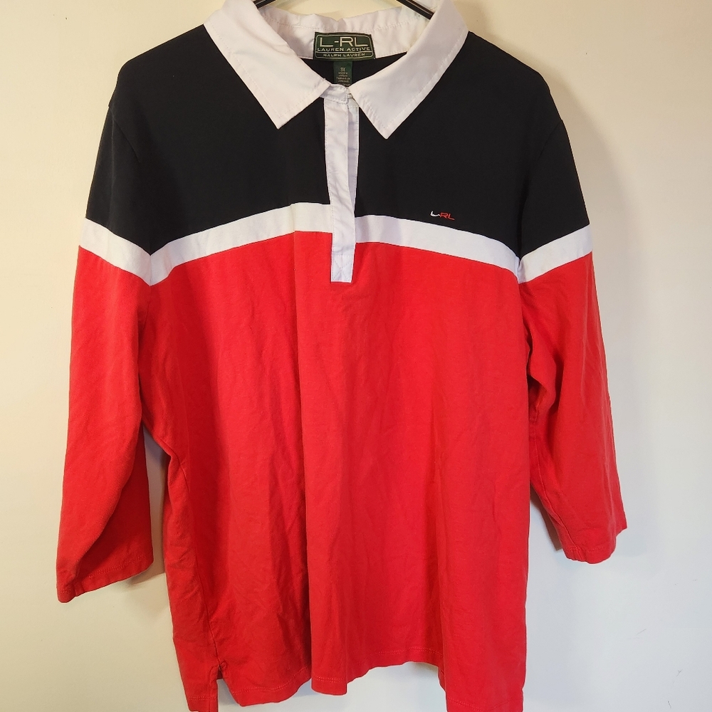 Lauren Active Ralph Lauren 3X Rugby Style Colorblock Polo Shirt